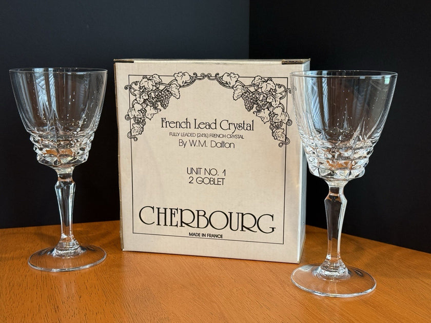 Vintage W M Dalton Cherbourg French Lead Crystal Goblets Set of 4 Original Boxes