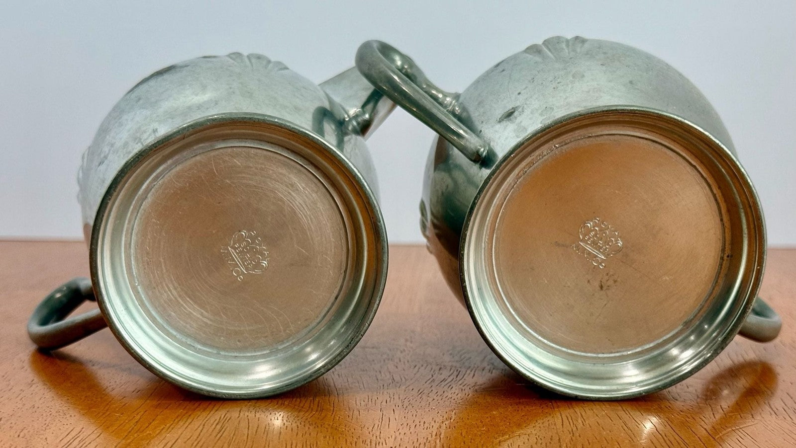 Antique Royal Solid Pewter Creamer and Sugar Bowl Set circa 1900-1915