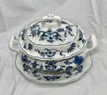 Vintage Blue Danube Oval Soup Tureen with Lid & Underplate Blue Onion Pattern