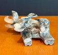 Vintage Hand-Carved Grey Marbled Onyx Elephant Figurine Good Luck Trunk Up