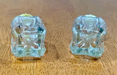 Vintage Petite Cut Glass Salt and Pepper Shakers with Yellow Plastic Lids