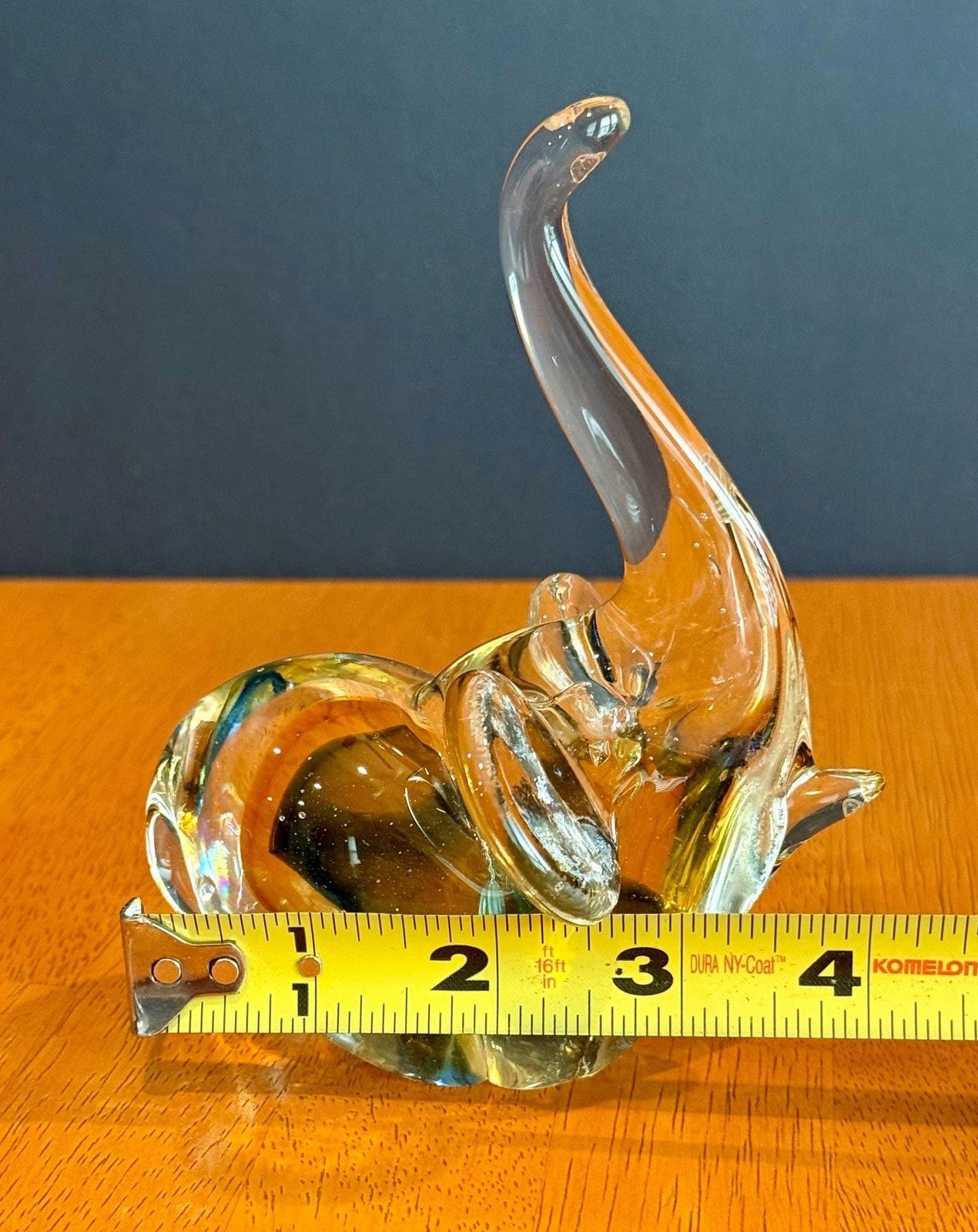 Vintage Murano Hand-Blown Art Glass Elephant Figurine Trunk Up Good Luck