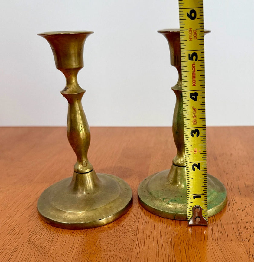 Vintage Solid Brass Candlestick Holders Set of 2