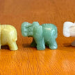 Set of 5 Vintage Hand Carved Gemstone and Quartz Elephant Figurines