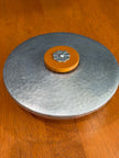 Vintage Buenilum Handwrought Hammered Aluminum Trinket Dish with Bakelite Flower