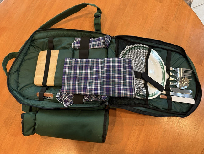 Picnic Backpack for 2 by Picnic Time Insulated Bottle Cooler Cutlery Plates Cups