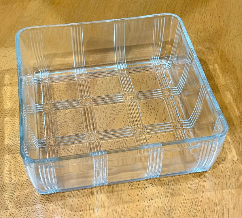 Vintage Hazel Atlas Clear Glass Square Baking Tart Pan Refrigerator Dish
