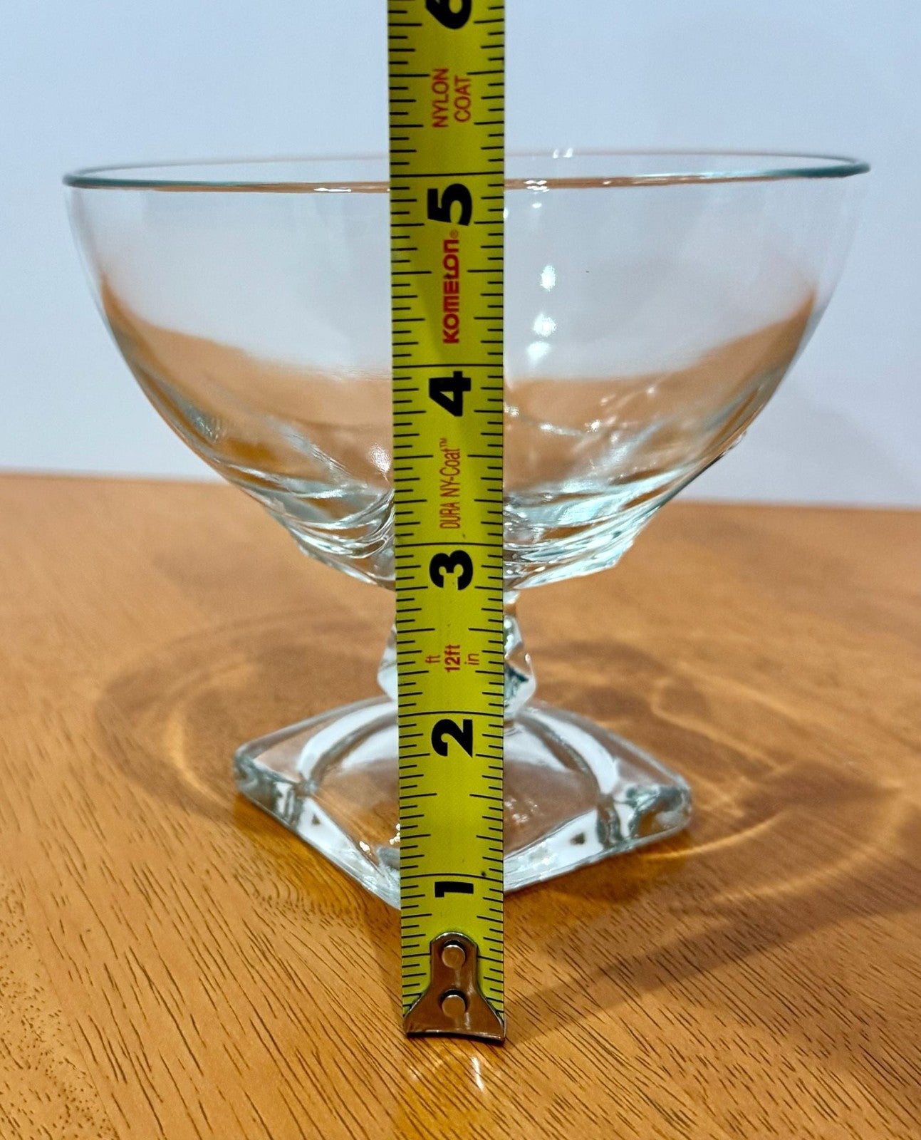 Vintage Clear Glass Pedestal Compote Bowl Square Base 5” Candy Dish Fancy