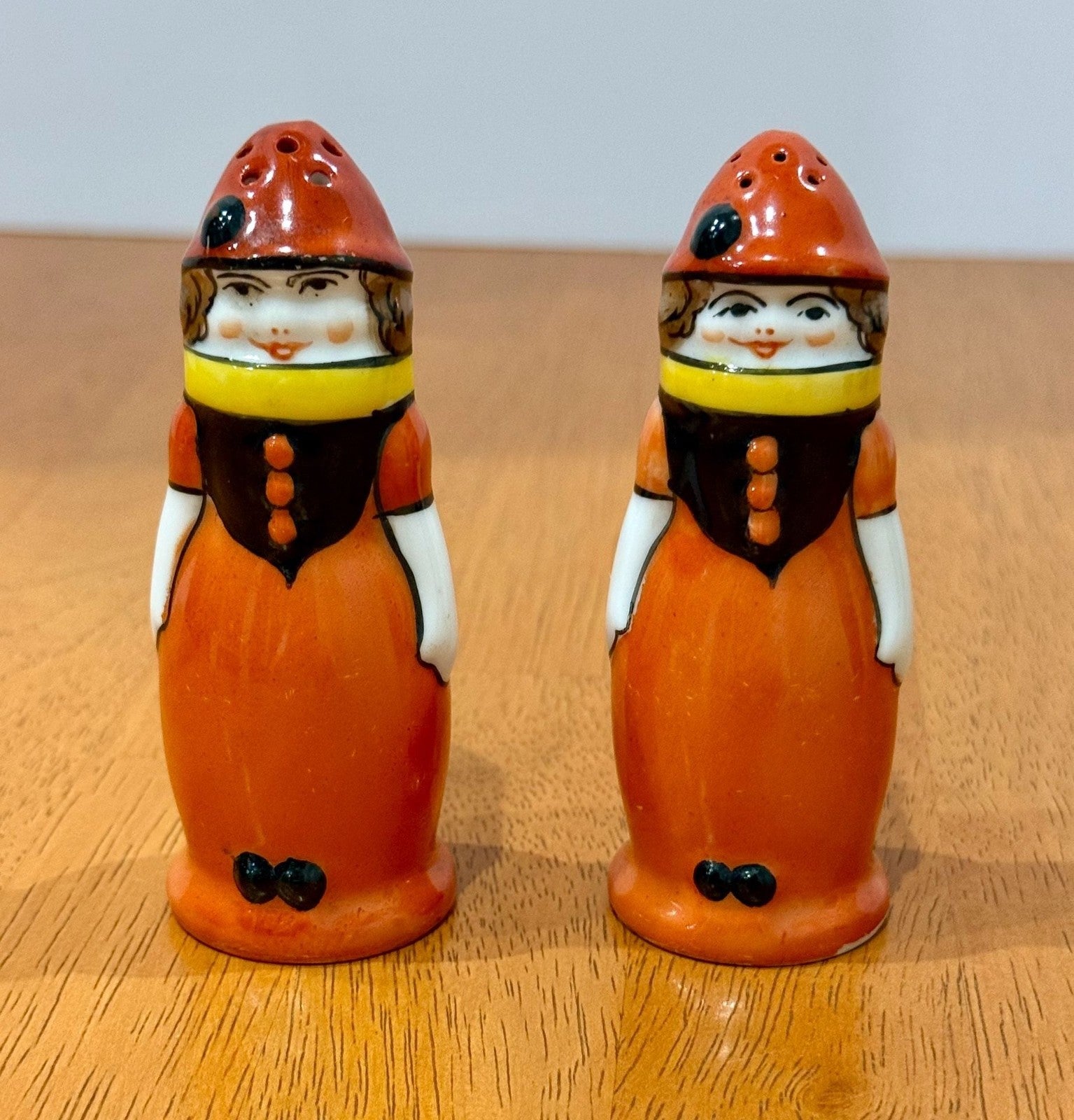 Vintage Noritake Art Deco Lady Masked Pierrette Salt and Pepper Shakers Set