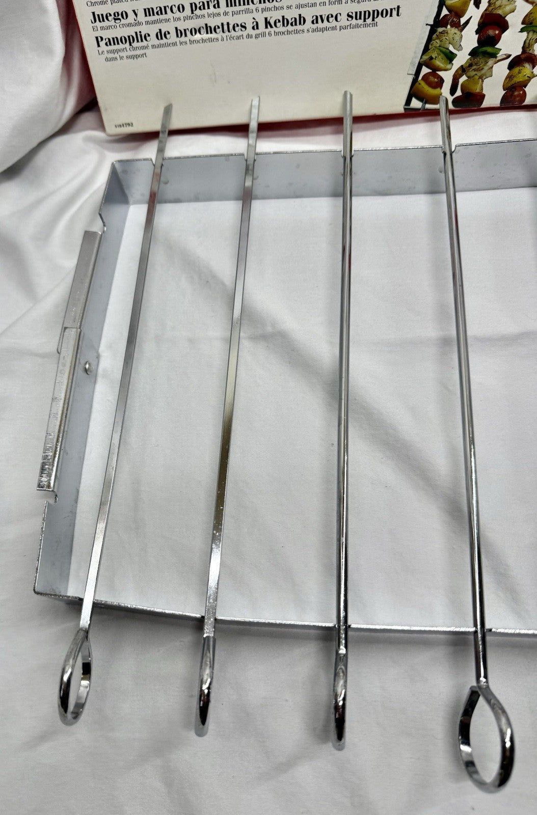 Vintage Kabob Set by Char-Broil Grilling Chrome Skewers Set of 6 and Frame & Box