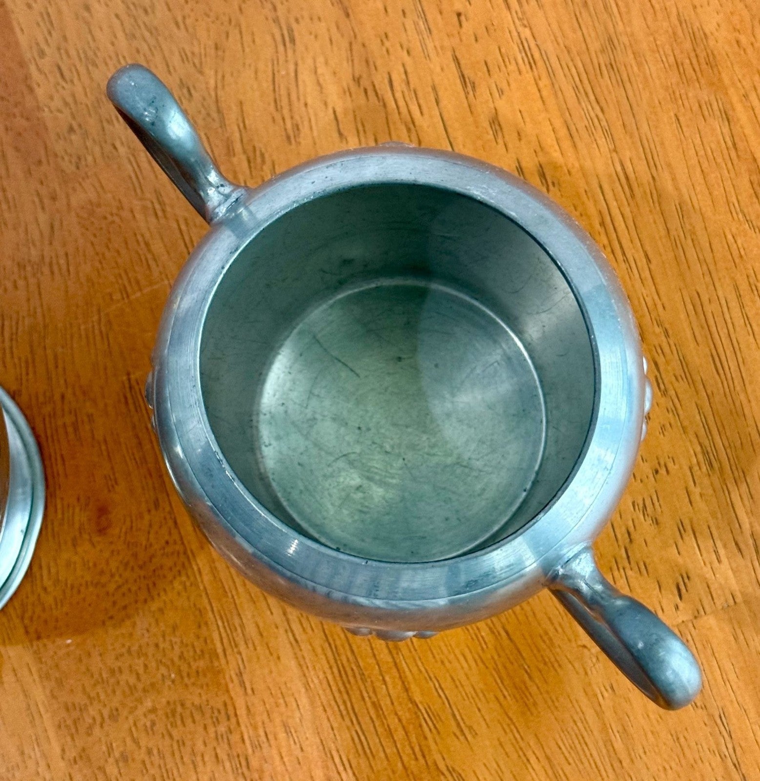 Antique Royal Solid Pewter Creamer and Sugar Bowl Set circa 1900-1915