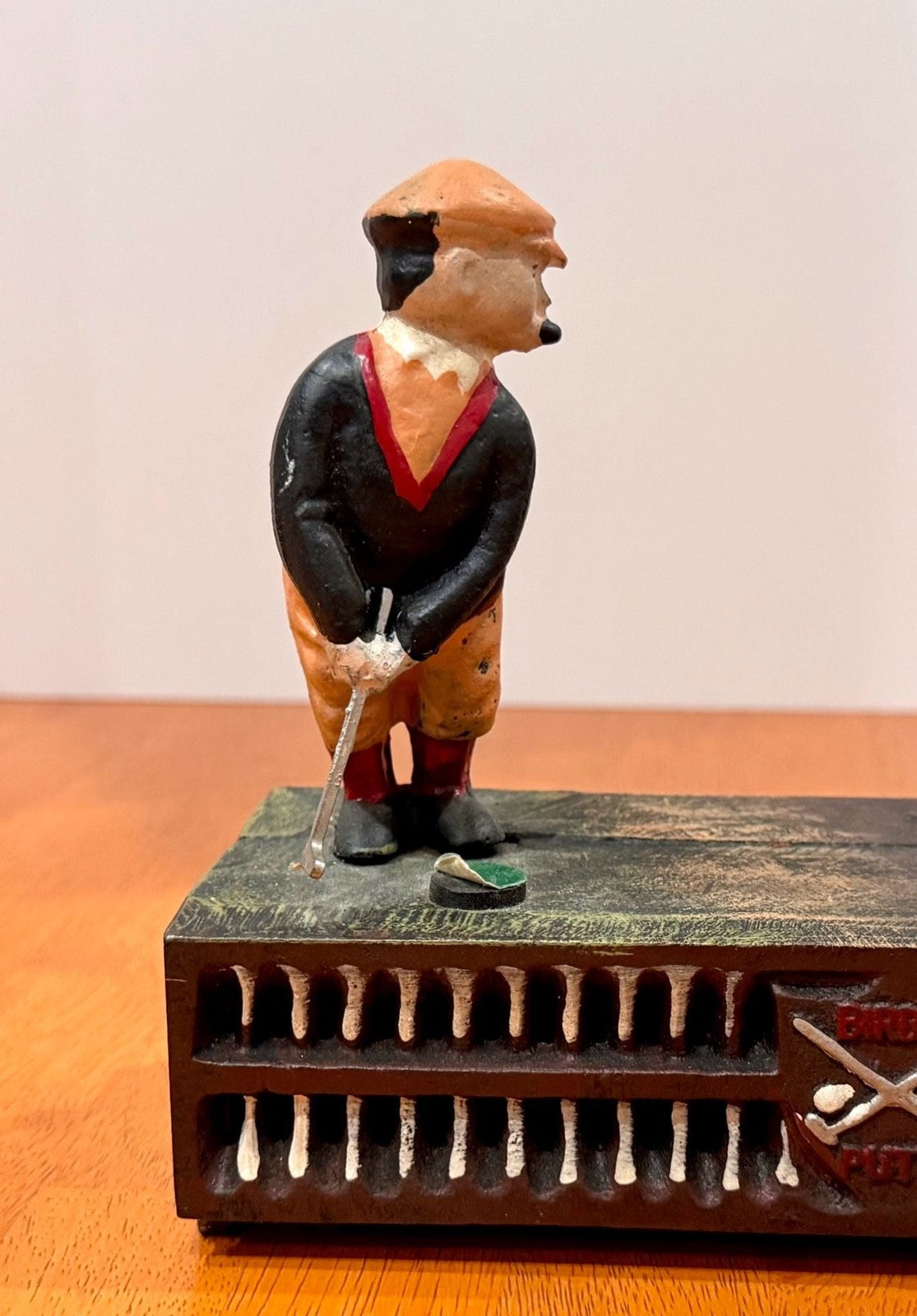 Vintage Cast Iron Birdie-Putt Mechanical Golf Coin Bank