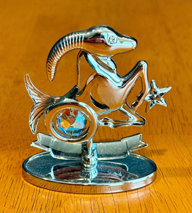 Mascot Crystal Delight Chrome Plated Capricorn Zodiac Figurine Austrian Crystal