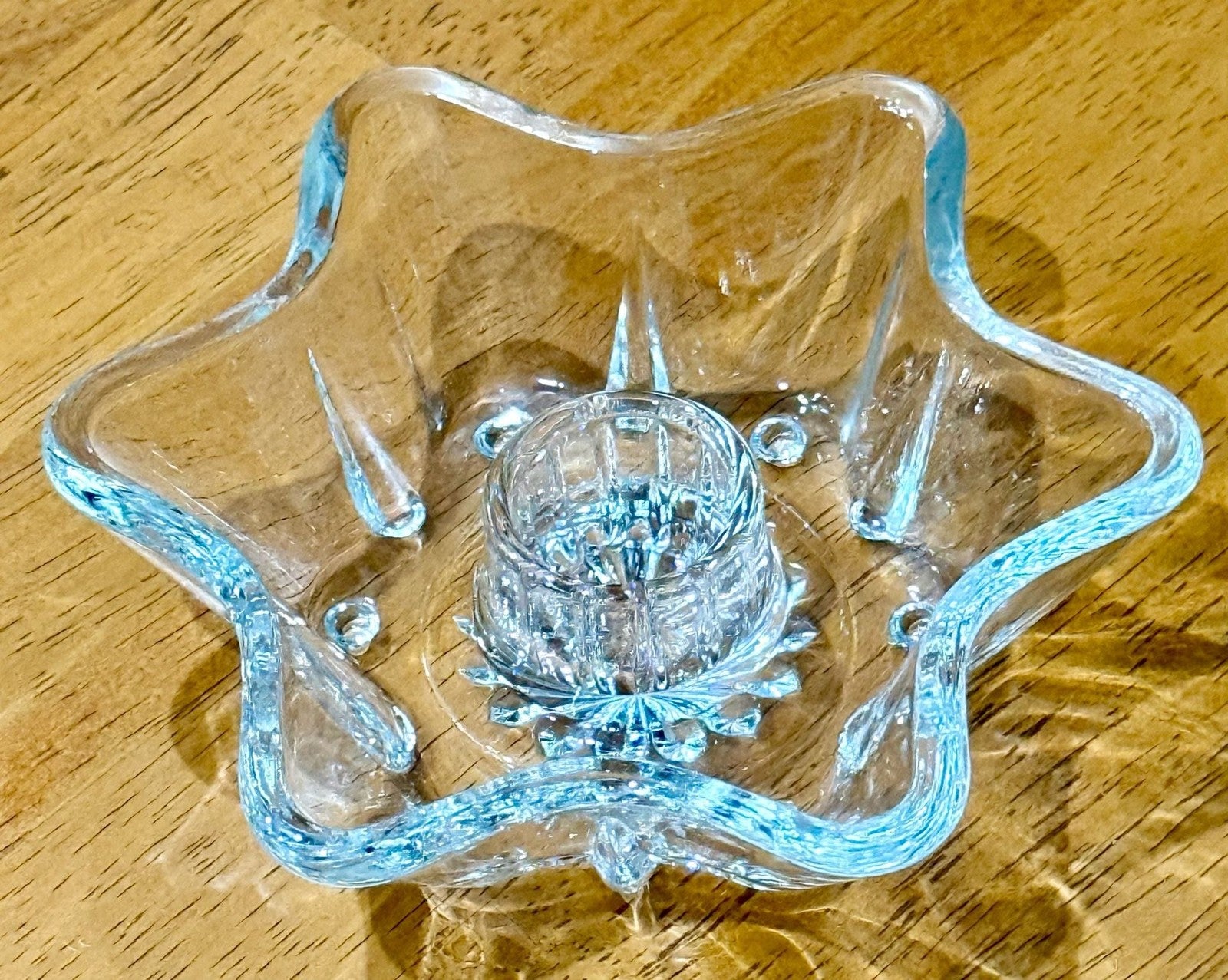 Vintage Hazel-Atlas Clear Pressed Glass 6-Point Star Taper Candle Holder