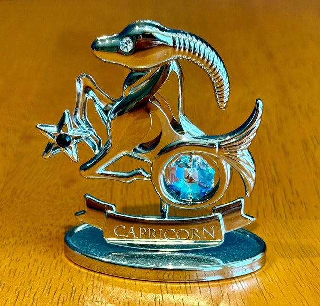 Mascot Crystal Delight Chrome Plated Capricorn Zodiac Figurine Austrian Crystal