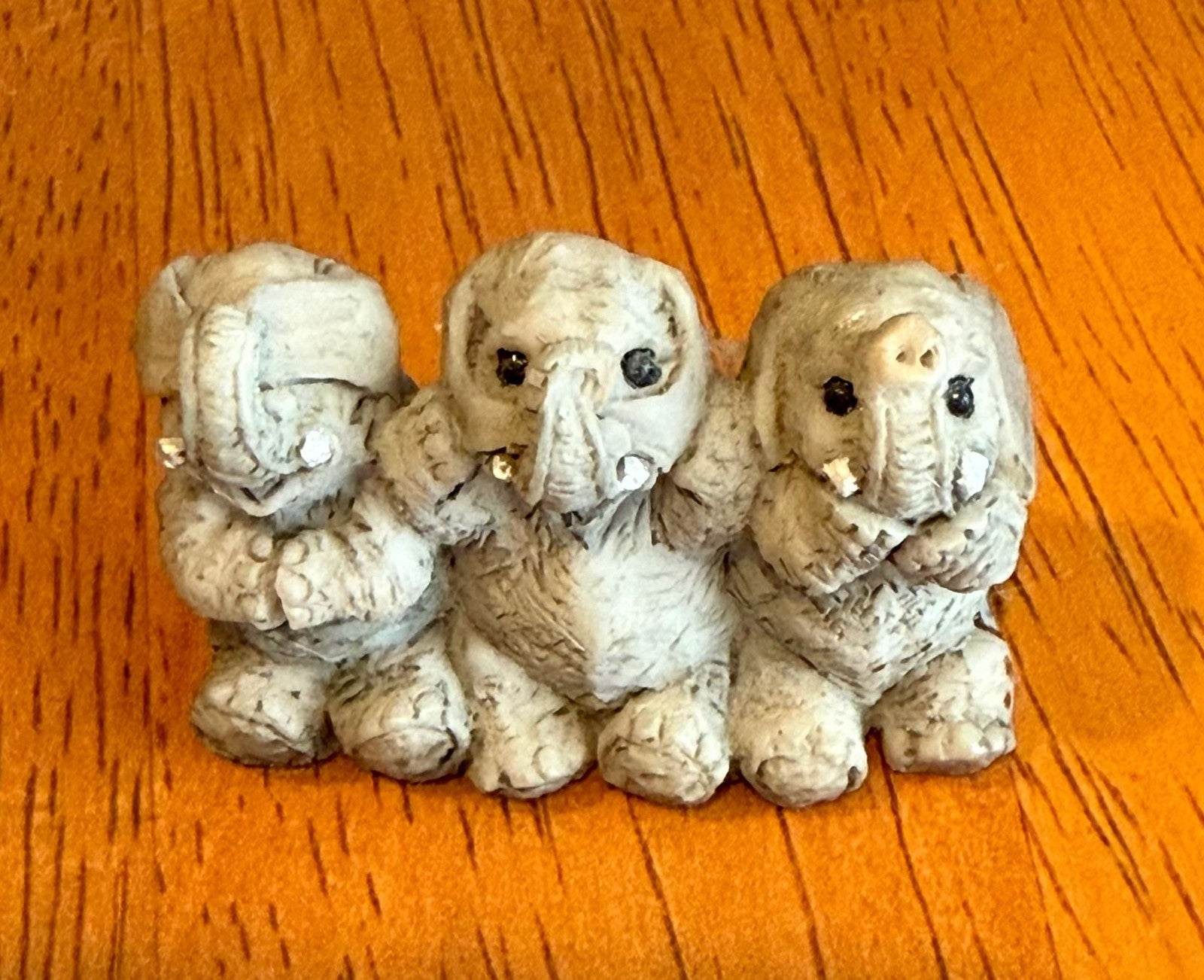 Stone Critters Vintage Three Wise Elephants Figurine Hear See Speak No Evil SC-423