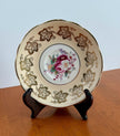 Vintage Foley EB Bone China Saucer Floral Center with Gold Gilt Grapevine Border
