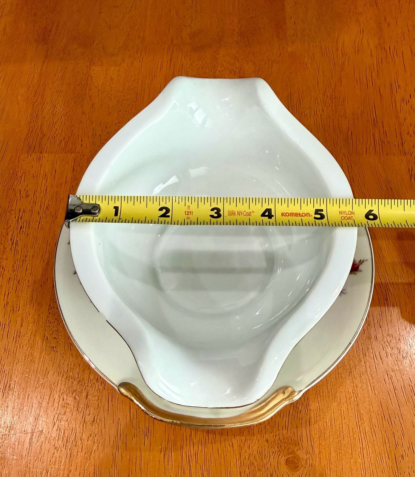 Vintage Made in Japan Moss Rose Gravy Boat with Attached Underplate Red White