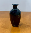 Vintage Japanese Blue Porcelain Miniature Bud Vase Silver Chrysanthemums