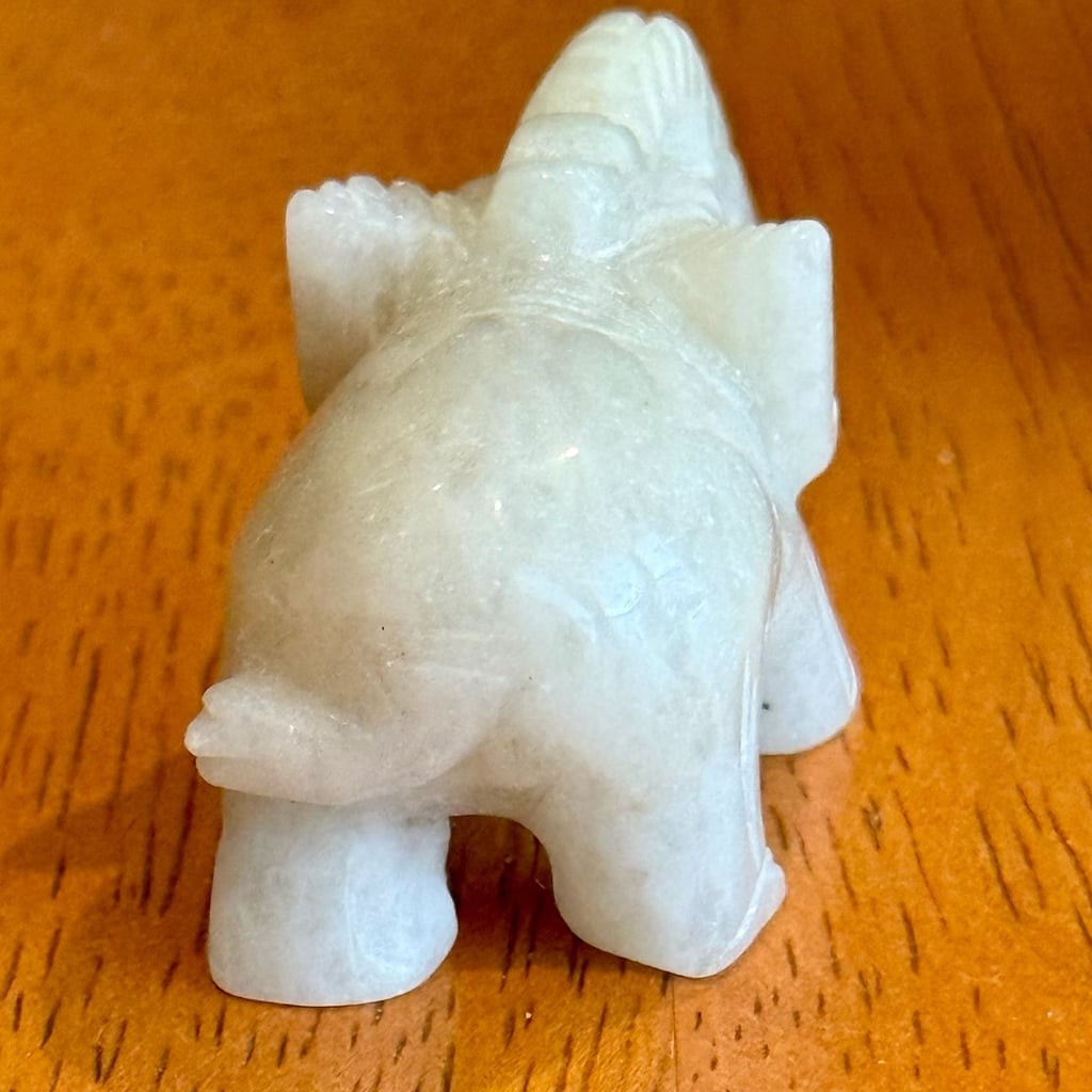 Set of 5 Vintage Hand Carved Gemstone and Quartz Elephant Figurines