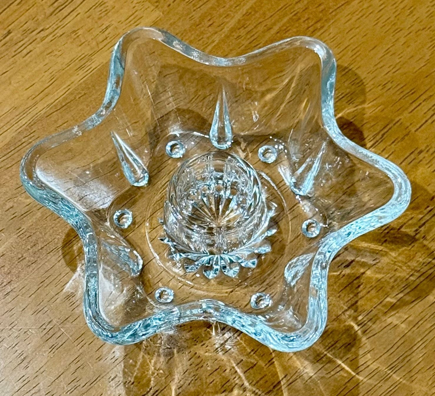 Vintage Hazel-Atlas Clear Pressed Glass 6-Point Star Taper Candle Holder