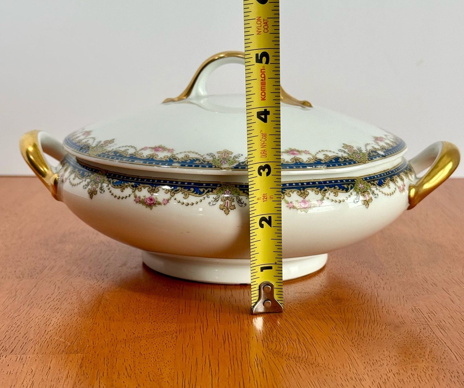 Vintage Limoges France Porcelain Covered Vegetable Serving Dish with Gold Trim