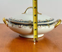 Vintage Limoges France Porcelain Covered Vegetable Serving Dish with Gold Trim