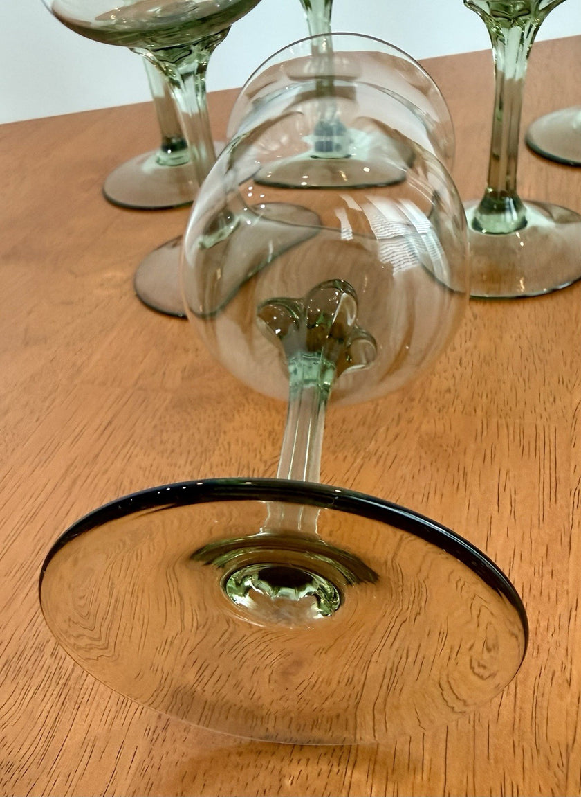 Vintage Set Of 8 Lenox Green Mist Water Goblets Expression Line Smoky Green Sage