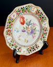 RW Bavaria Porcelain Reticulated Plate Hand-Painted Dresden Floral Design