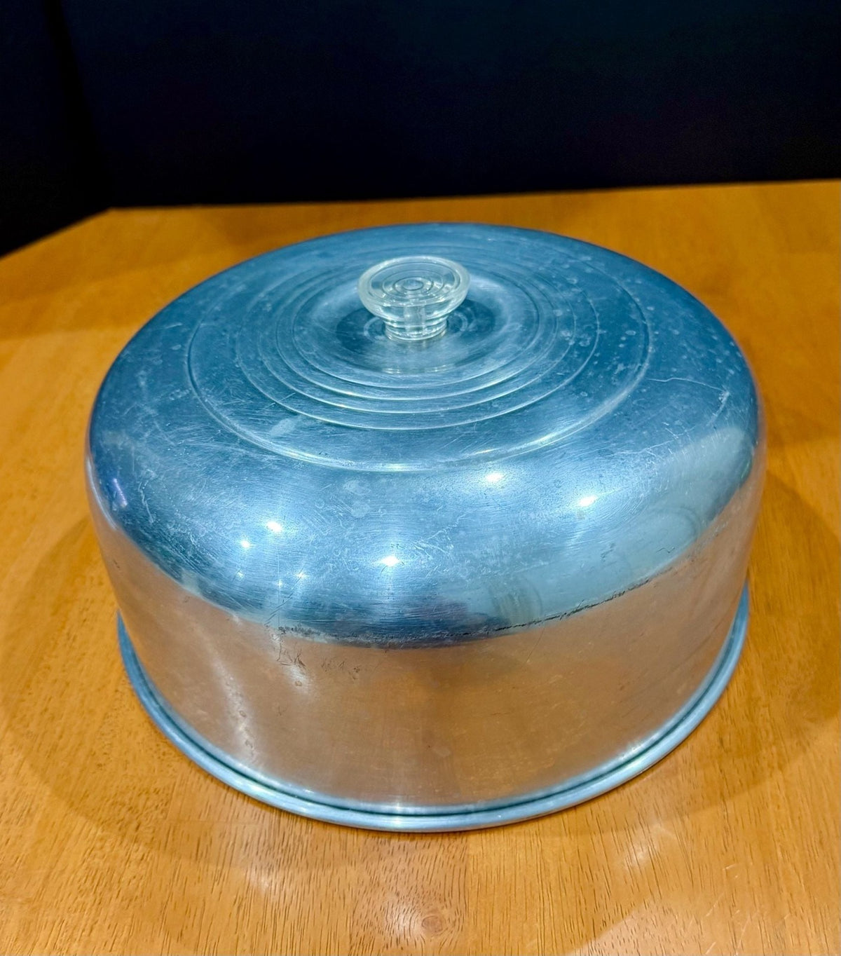 Vintage Aluminum Cake Cover Dome With Clear Acrylic Knob 11.5 Inch