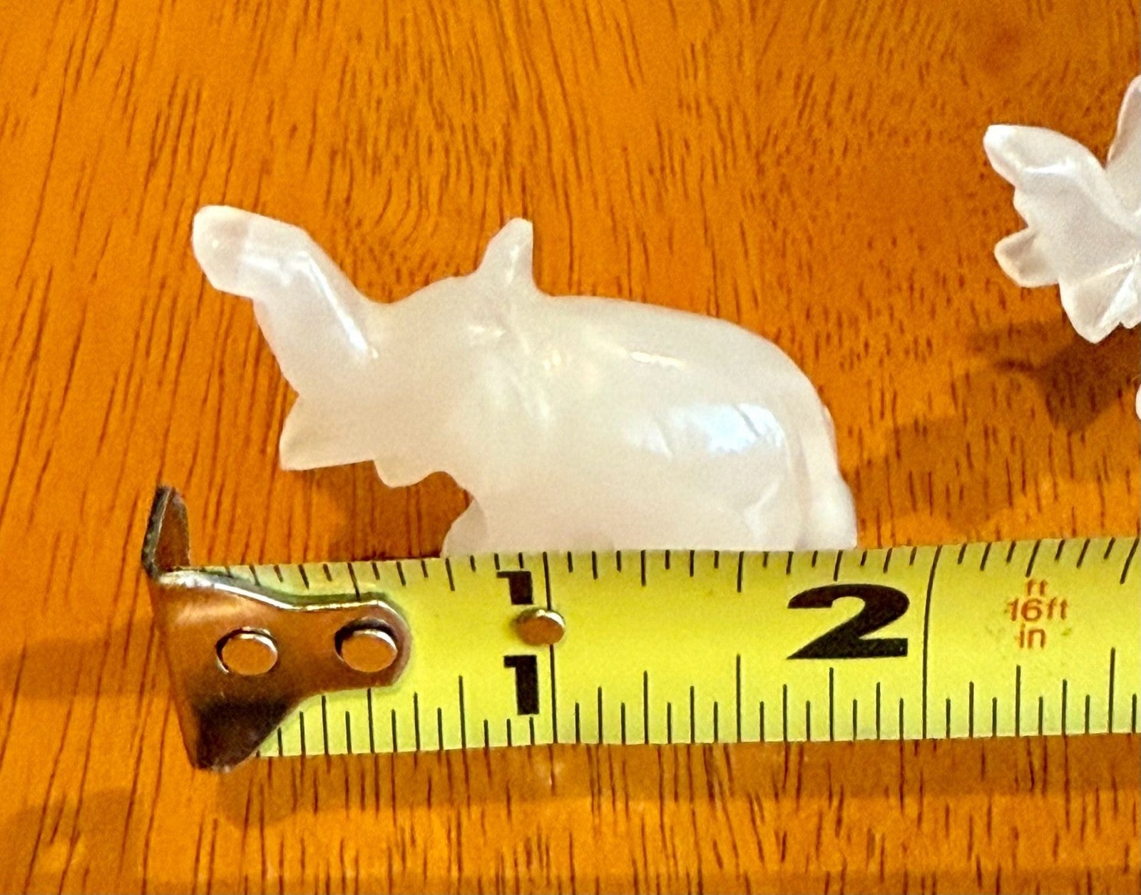 Set of 4 Vintage Hand Carved White Onyx Stone Elephant Figurines Raised Trunk