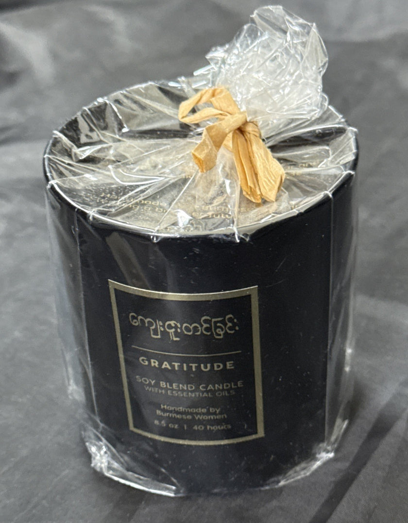 Gratitude Soy Blend Candle With Essential Oils Handmade by Burmese Women 8.5 Oz
