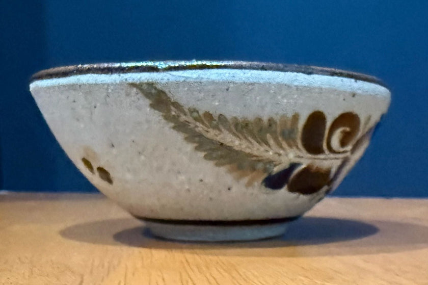 Vintage Tonala Mexico Hand Painted Sandstone Pottery Floral Bowl 5