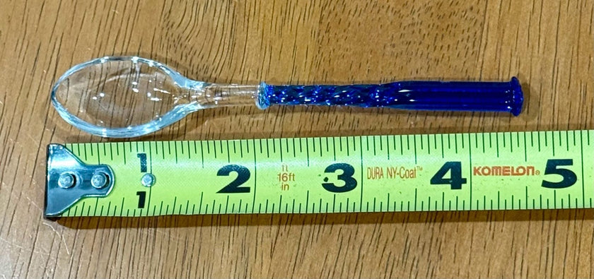 Vintage Hand Blown Art Glass Spoons Cobalt Blue Twisted Handles Set of 12