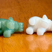 Set of 5 Vintage Hand Carved Gemstone and Quartz Elephant Figurines