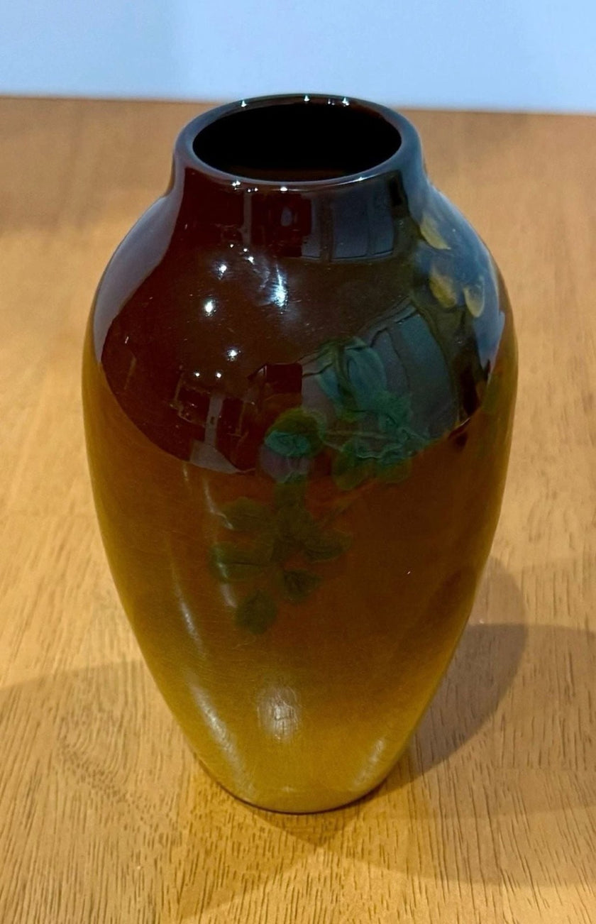 Antique Rookwood Standard Glaze Vase 900 D Caroline F. Bonsall Floral Motif