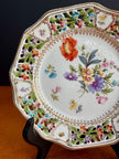 RW Bavaria Porcelain Reticulated Plate Hand-Painted Dresden Floral Design