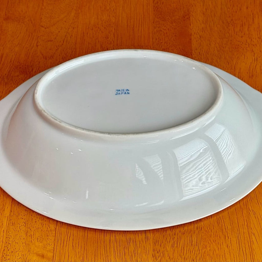 Vintage Moss Rose Fine China Oval Serving Veggie Bowl Made in Japan