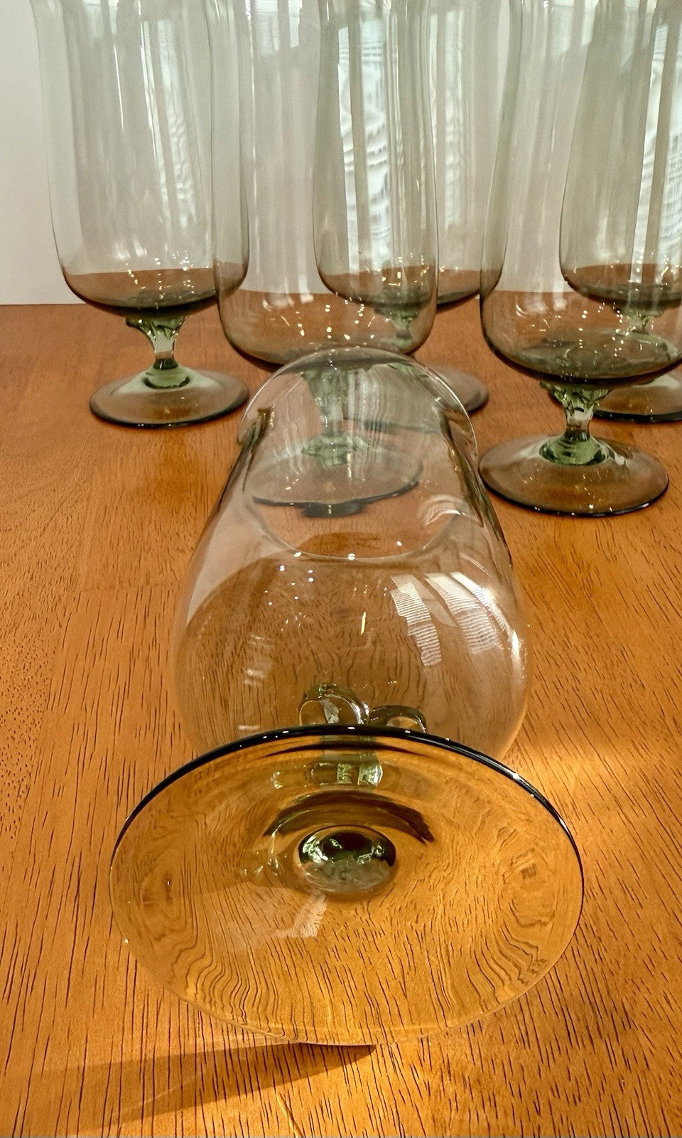 Vintage Set Of 8 Lenox Green Mist Iced Tea Goblets Expression Line Smoky Green