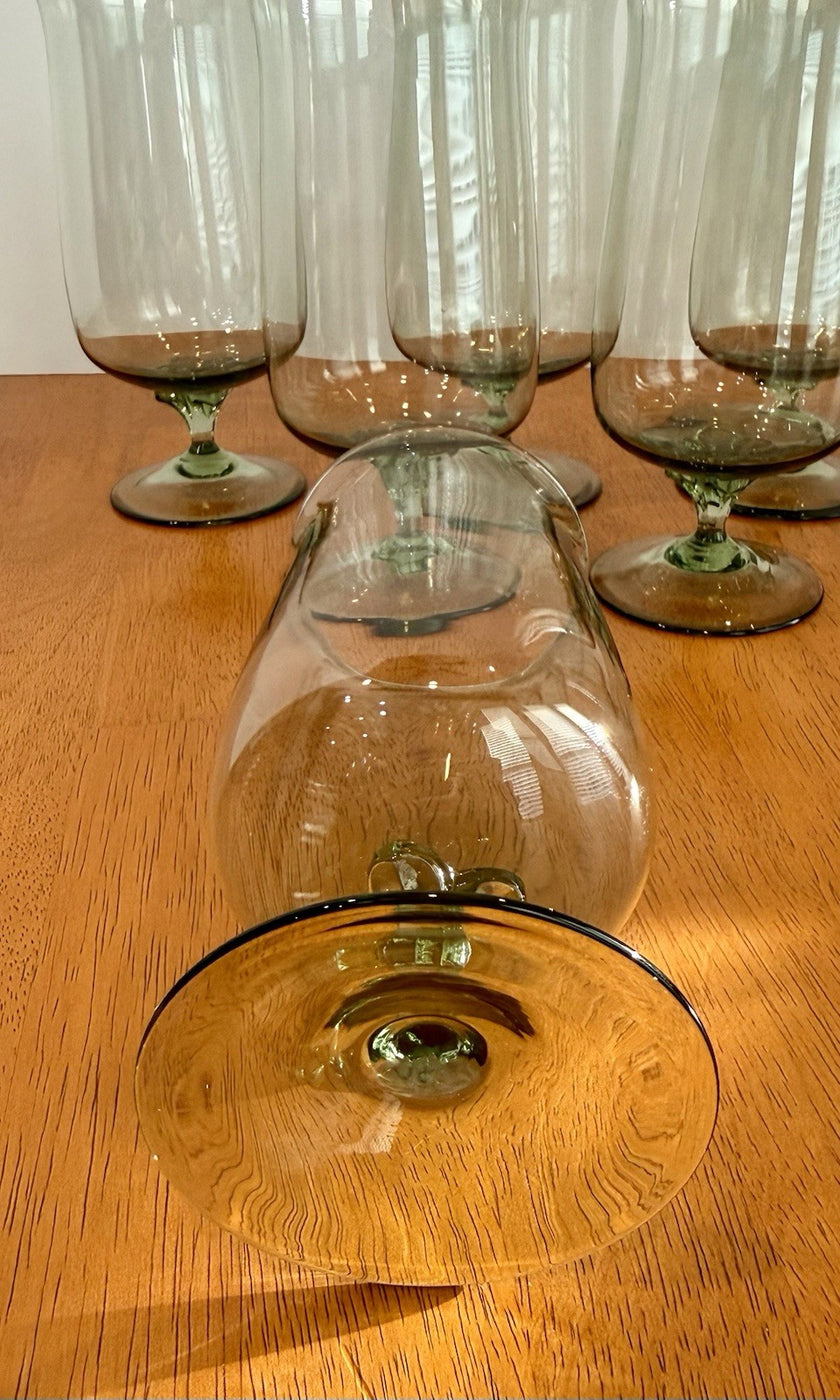 Vintage Set Of 8 Lenox Green Mist Iced Tea Goblets Expression Line Smoky Green
