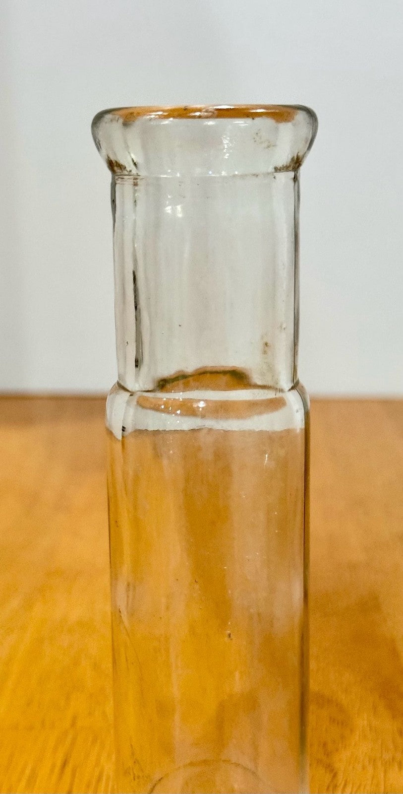 Antique Clear Glass Caper Bottle 6 Inch Cylindrical Jar
