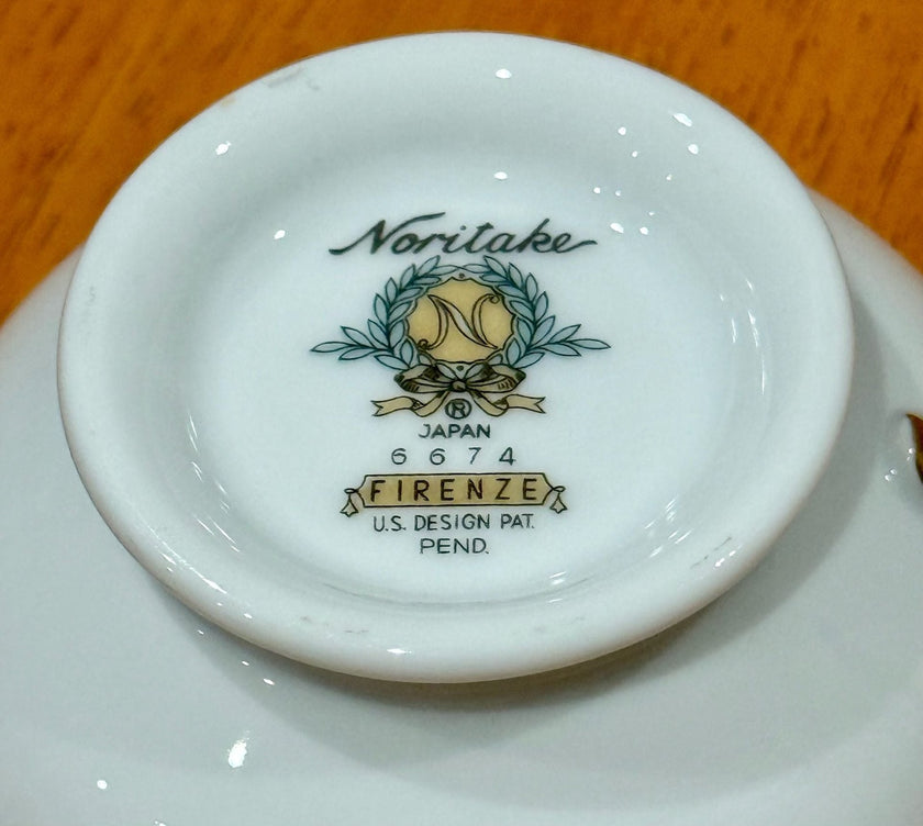 Vintage Noritake Firenze Gold Trim Tea Cup 6674 Floral Moss Rose