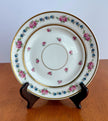Antique D&C Limoges France Porcelain Saucer Pink Rose Blue Flower Garland