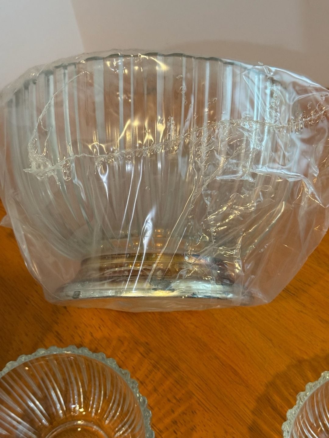 Vintage Godinger Silver 7 Piece Crystal and Silverplate Salad Bowl Set 900/4