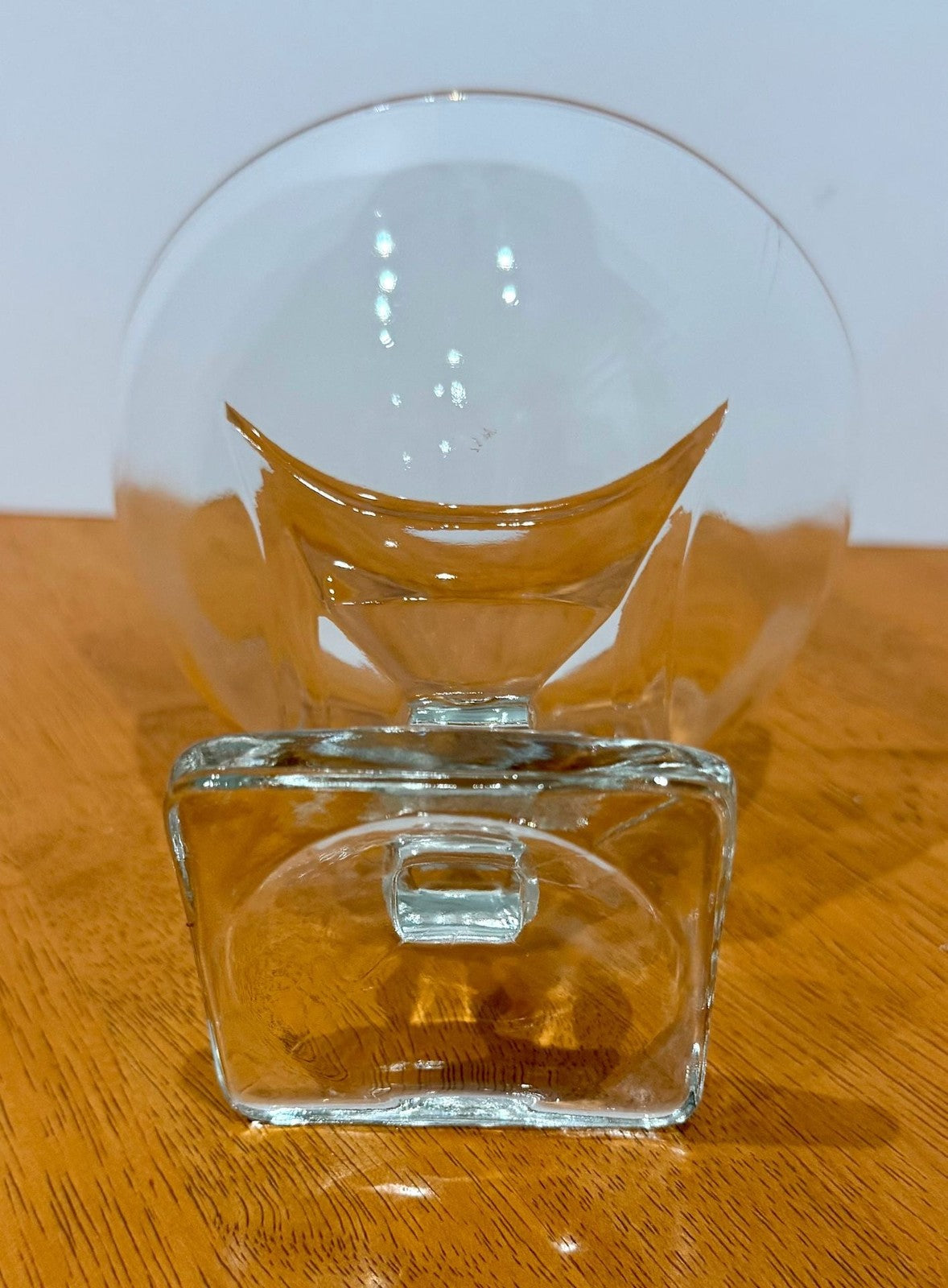 Vintage Clear Glass Pedestal Compote Bowl Square Base 5” Candy Dish Fancy