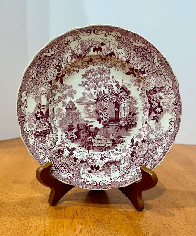 Antique Staffordshire Sicilian Red Transferware Salad Plate 8 Inch