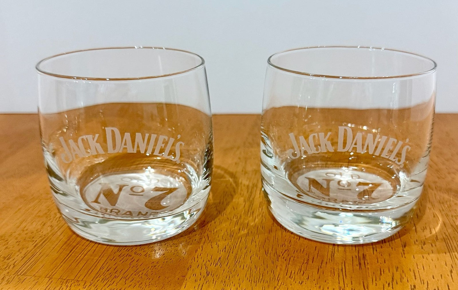 Vintage Set 2 Jack Daniel's Old No. 7 Brand Etched Logo Whiskey Rocks Glasses