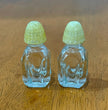 Vintage Petite Cut Glass Salt and Pepper Shakers with Yellow Plastic Lids