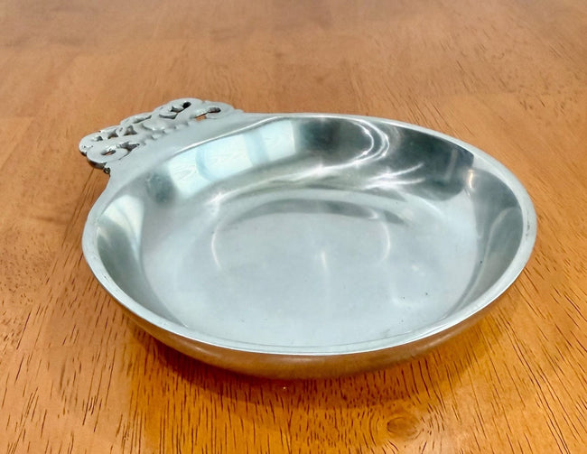 Vintage Nambe 224 Metal Decorative Porringer Bowl with Scroll Handle
