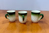Vintage Set of 3 Green Ombre Swirl Ceramic Espresso Cups Mug Mini Teacups